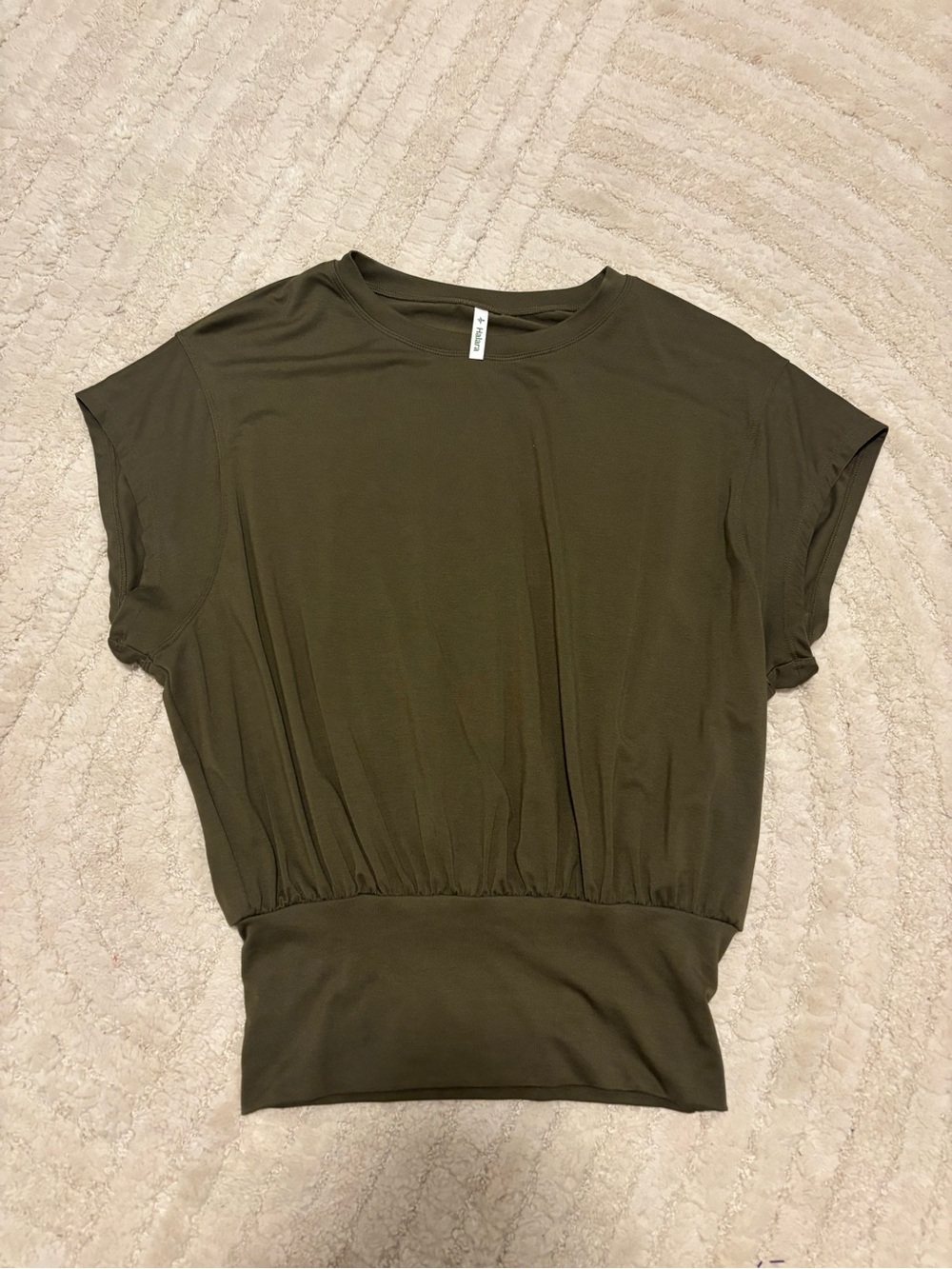 HALARA Olive Short Sleeve Waistband Top